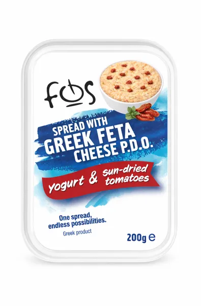 Tepamas fetos sūrio kremas su graikišku jogurtu ir saulėje džiovintais pomidorais FOS, P.D.O., 200g