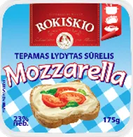 Tepamas lydytas sūrelis ROKIŠKIO, mozzarella, 23 % riebumo., 175 g