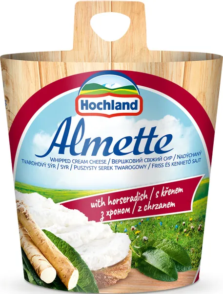 Tepamas varškės sūris ALMETTE su krienais, 55% RSM, 150g