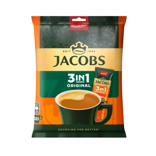Tirpiosios kavos gėrimas JACOBS Original 3 in 1, maišelis, 20 x 12,6 g