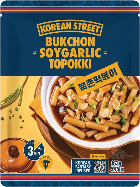 Topokki KOREAN STREET, sojų ir česnako skonio, 163 g