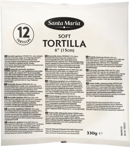 Kviešu tortiljas, 15 cm, 330 g, (12x12) Santa Maria