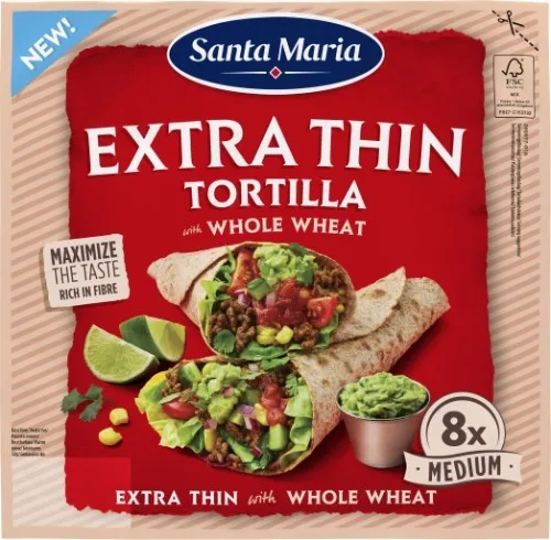 Tortilijos visų grūdo dalių kviietinės SANTA MARIA,  (8 vnt.) 240g