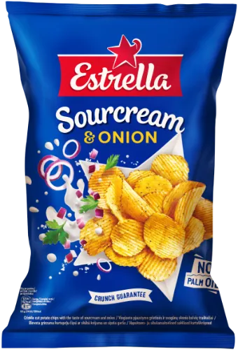 Traškučiai ESTRELLA, grietinės ir svogūnų skonio, 130 g