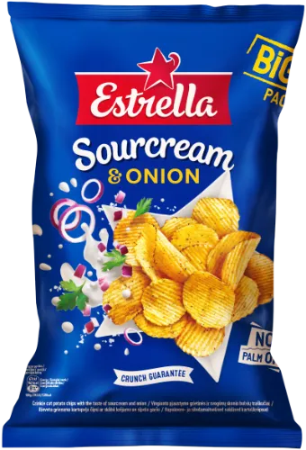 Traškučiai ESTRELLA, grietinės ir svogūnų skonio, 180 g