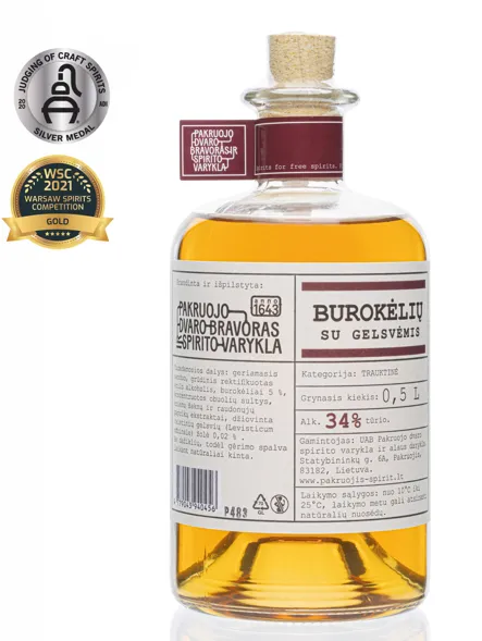 Trauktinė PAKRUOJO DVARO, Burokėlių su gelsvėmis, 34 %, 0,5 l