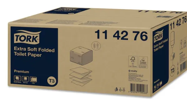 Tualetes papīra salvetes TORK Extra Soft T3, 2 slāņi, 252 lapas, 114276