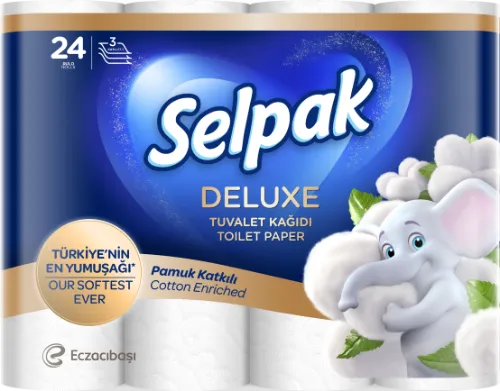 Tualetinis popierius SELPAK Deluxe Cotton Enr, 130 lapų, 3 sluoksniai, 24 vnt.