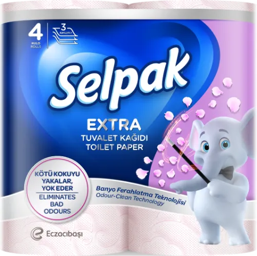 Tualetinis popierius SELPAK EXTRA REFRESH, 3 sluoksnių,15.6 metrai, 130 lapelių, 4 vnt.