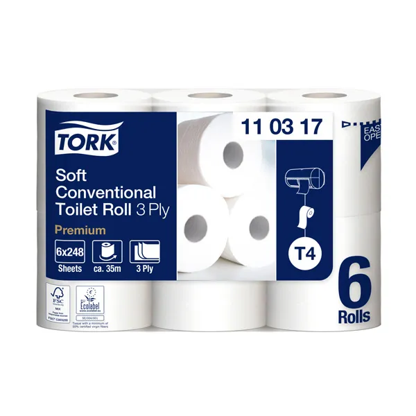 Tualetinis popierius TORK T4 Premium Extra Soft, 3 sl., 6 vnt, 34,7 m, 110317