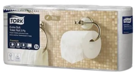 Tualetes papīrs TORK Premium Extra Soft T4, 3 slāņi, 56 ruļļi, 250 loksnes, 19.1m, 110319