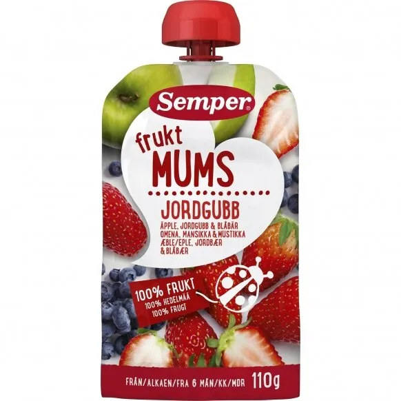 Tyrė SEMPER MUMS su braškėmis, nuo 6 mėnesių,110 g