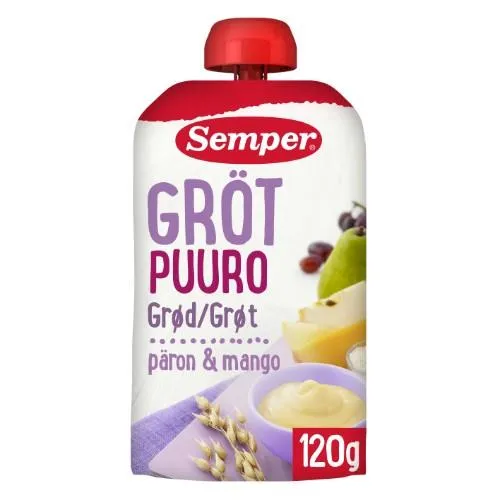 Tyrė SEMPER, ryžių-avižų, mango ir vynuogių skonio, 6mėn, 120g