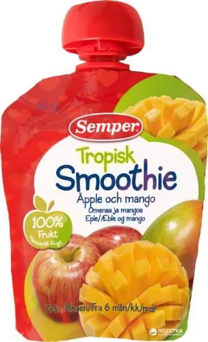 Tyrė SEMPER Smoothie, tropinių vaisių skonio, nuo 6 mėnesių, 90 g
