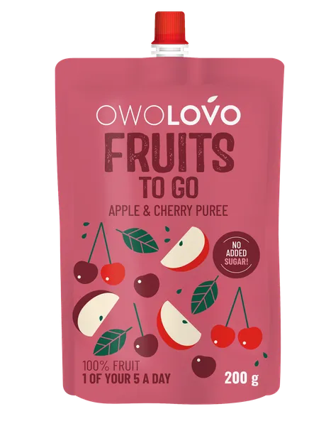 Tyrelė OWOLOVO, obuolių ir vyšnių skonio, 200 g