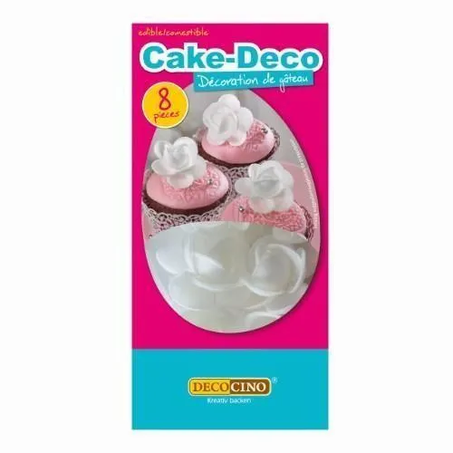 Pārtikas vafeļu rozes DECOCINO, baltas, 8gab
