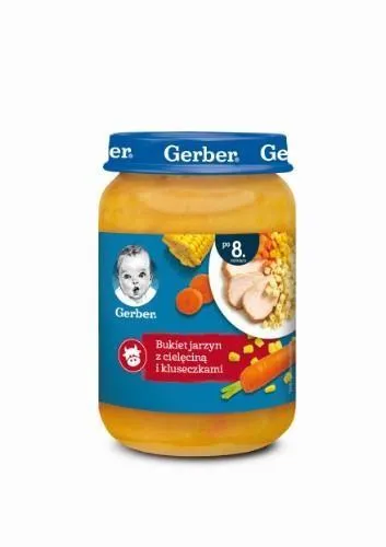 Biezenis GERBER Dārzeņi ar teļa gaļu un nūdelēm, 8 mēn., 190g
