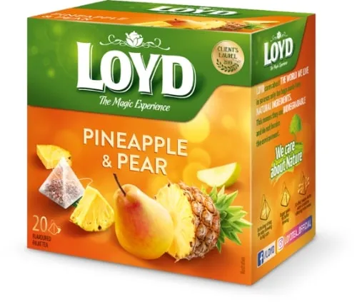 Vaisinės arbatos gėrimas LOYD, ananasų ir kriaušių skonio, 20 x 2g
