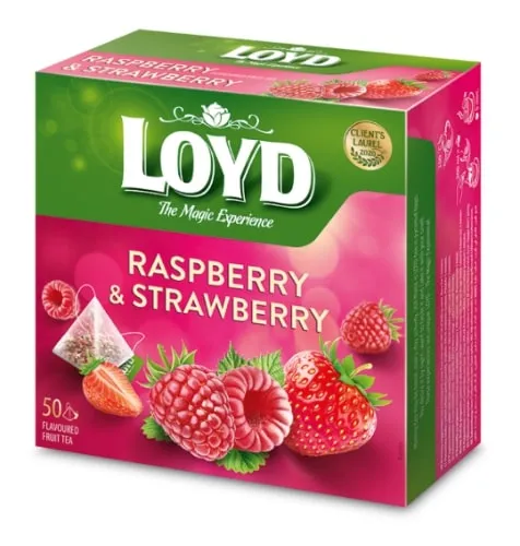 Vaisinės arbatos gėrimas LOYD, aviečių ir braškių skonio, 50 x 2g