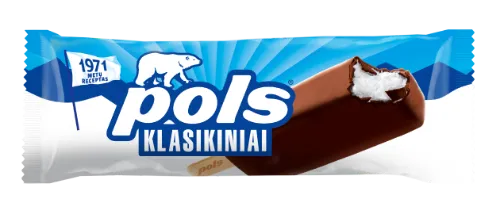 Vaniliniai grietininiai ledai POLS Classic, glaistyti, ant pagaliuko, 8%, 120 ml