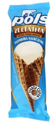 Saldējums POLS plombīra vafeļu konusā 90g
