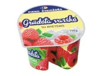 Varškė GRŪDĖTA, 7% riebumo, su avietėmis, 150 g