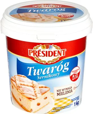 Varškė PRESIDENT, 4%, 1 kg (M)