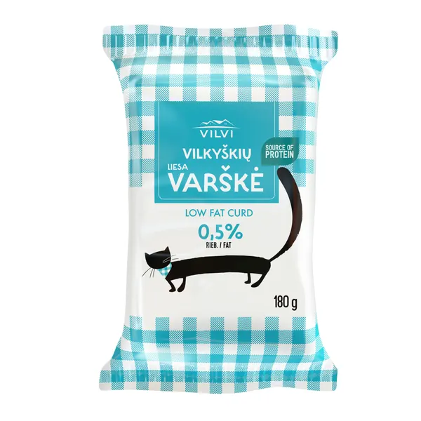 Varškė VILKYŠKIŲ, 0,5% riebumo, 180 g