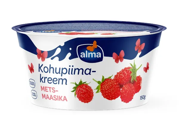 Varškės desertas VALIO ALMA su žemuogėmis, 6%, 150 g