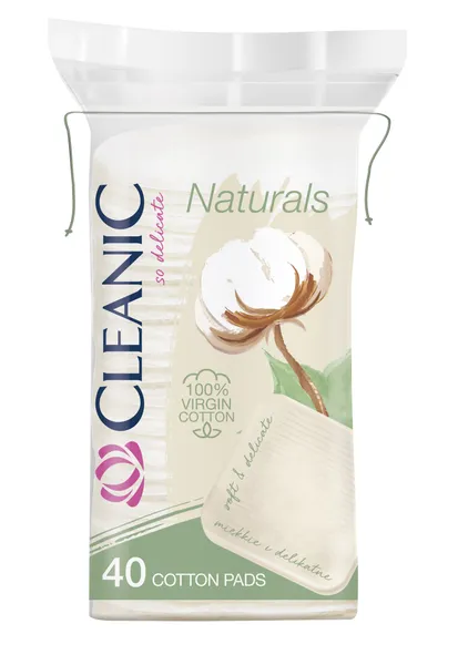 Vatos diskeliai "Cleanic Naturals", kvadratiniai,40 vnt.