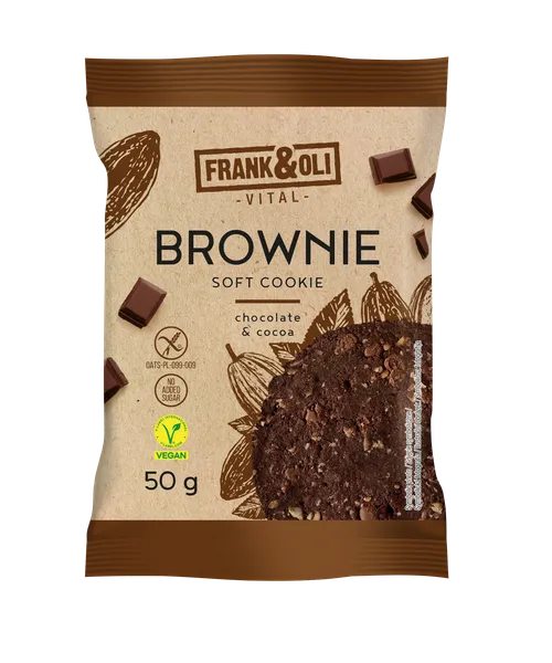 Veganiškas brownie sausainis FRANK&OLI, su kakava, 50g