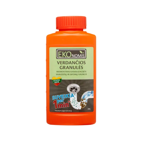 Verdančios granulės EKONOMIS,  sifonų ir kanalizacijos valiklis, 250g.