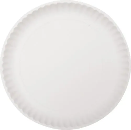 Vienkartinė lėkštė, balta, popierius/be dangos, D 26 cm, 100 vnt.