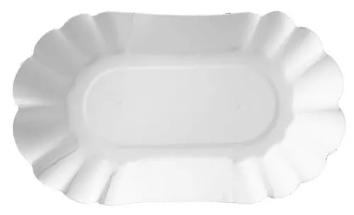 Vienkartinė lėkštė, ovali, balta, popierius/be dangos, 10 x 17 x 3 cm, 250 vnt