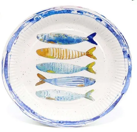 Vienkartinė lėkštė Peixe, popierius/augalinė danga, D 23 cm, 8 vnt