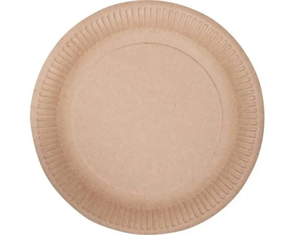 Vienkartinė lėkštė, ruda, popierius/biologiškai skaidi danga, D 28 cm, 40 vnt