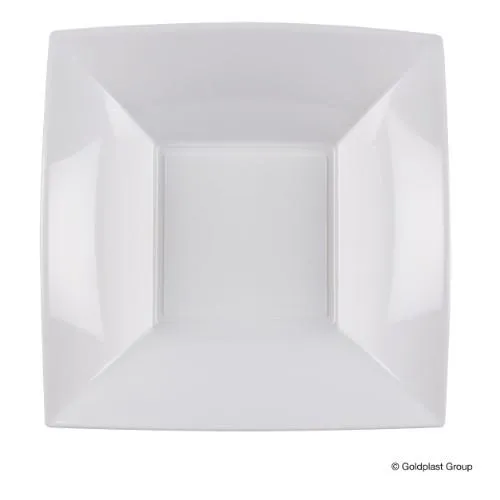 Vienkartinės gilios lėkštės NICE,  PP, baltos, 18x18 cm, 15 vnt.