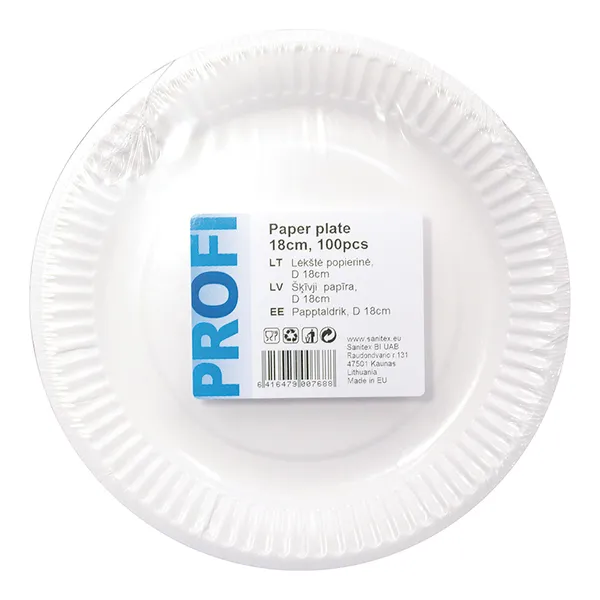 Šķīvis papīra PROFI, D 18 cm, 0.53kg, 100gab
