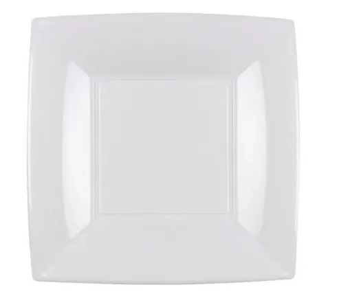 Vienkartinės lėkštės NICE, PP, baltos, 18x18 cm, 15 vnt.