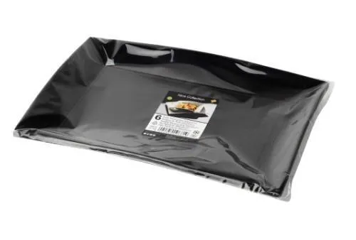 Vairākkārt lietojamais šķīvis NICE, 34,5x23 cm, melns, PP, 0.37kg, 6gab