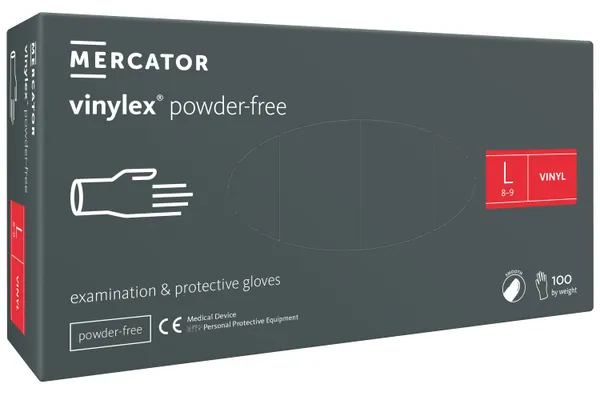 Cimdi vinila VINYLEX, bez pūdera, caurspīdīgi, L izm., 100gab