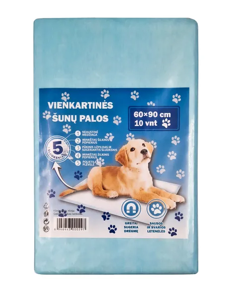 Vienkartiniai paklotai šunims, 60x90 cm,10vnt