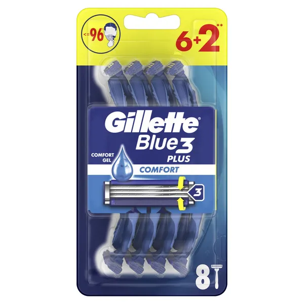 Vienkartiniai skustuvai GILLETTE BLUE 3 Plus Comfort, 6+2 vnt.