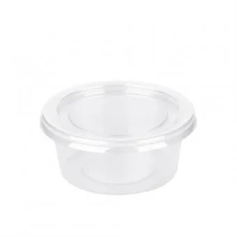 Vienkartinis dangtelis 200 ml padažo indeliui, skaidrus, PP/PET, D 9,7 cm, 65 vnt