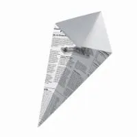 Vienkartinis kūgio formos indelis NEWS, popierius, 325 ml, 17,5 x 14,5 cm, 125 vnt