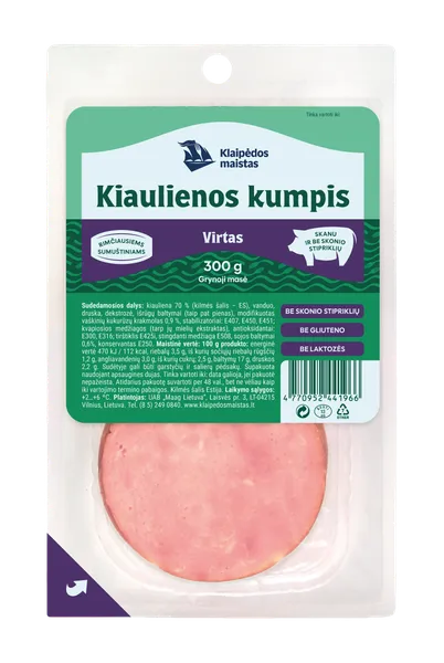 Virtas, kiaulienos kumpis, KLAIPĖDOS MAISTAS, 300g