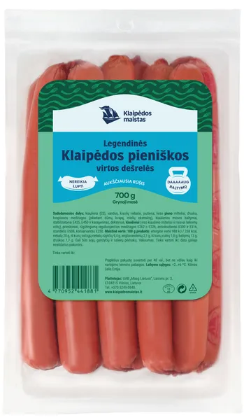 Virtos pieniškos dešrelės KLAIPĖDOS, aukščiausia rūšis, 700 g