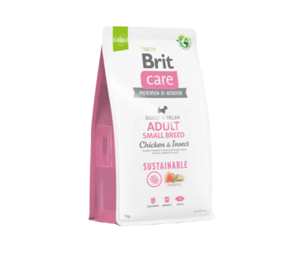Visavertis pašaras mažų veislių suaugusiems šunims BRIT Care, su vištiena ir vabzdžiais, 3kg