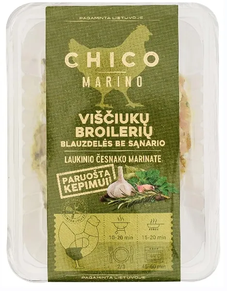 Vištienos blauzdelės CHICO laukinio česnako marinate, be sąnario, 500g