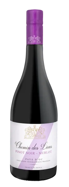 Vynas CHEMIN DES LIONS, Pinot-Merlot, IGP, raudonas, sausas, 12,5%, 6 x 0,75 l